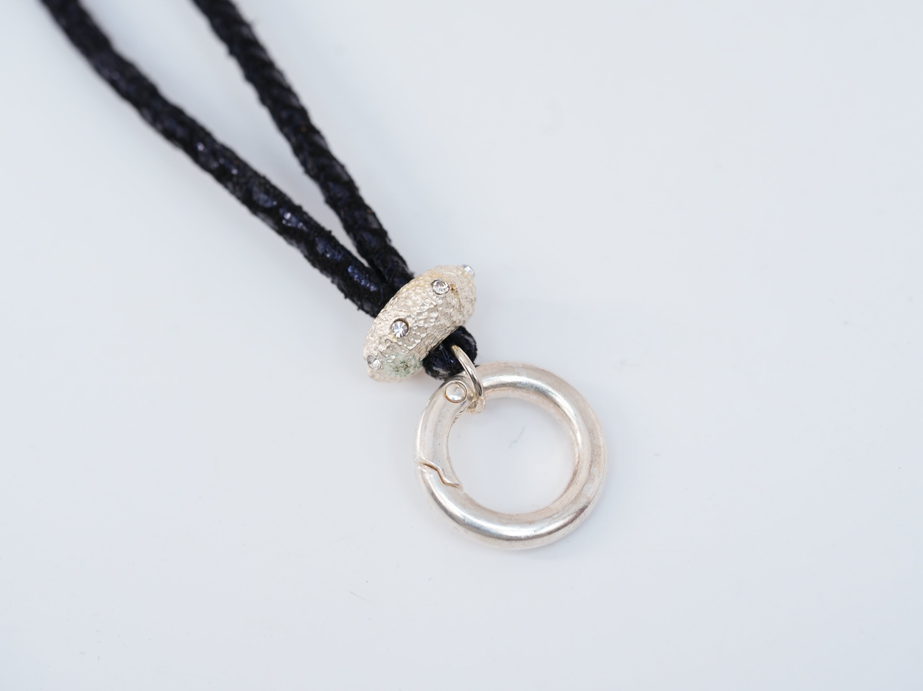 SchauTime Wechselkette, Leder schwarz Silber | Strass