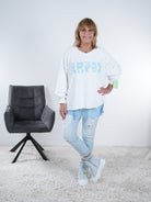 oversized Sweaty mit "Amour" Schriftzug One Size (ca Größe 38 "oversize"-44) Weiß