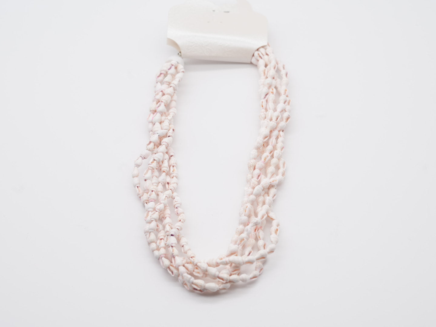 boho Kette aus kleinen Muscheln Wollweiß