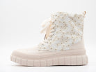 Beige Boots mit Blümchen verziert