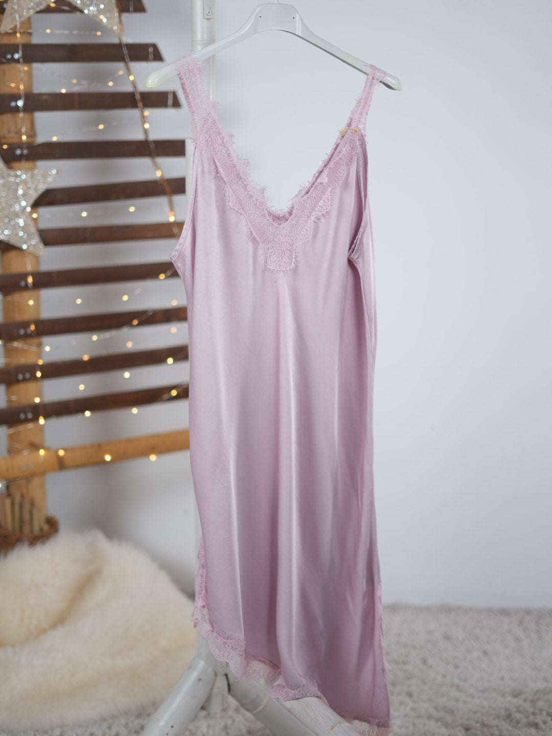 Asymmetrisches Long-Top mit Spitze One Size (ca Größe 38-44) Altrosa