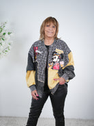 Ausgefallene Jacke im College Stil mit Comic Motiv