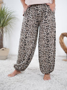Baumwoll-Pumphose im Leo Look Taupe