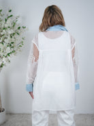 Bluse mit Jeansdetails & Stickerei