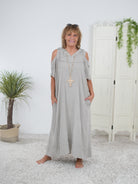 Sommer Kleid mit Cut Outs, unifarben Taupe