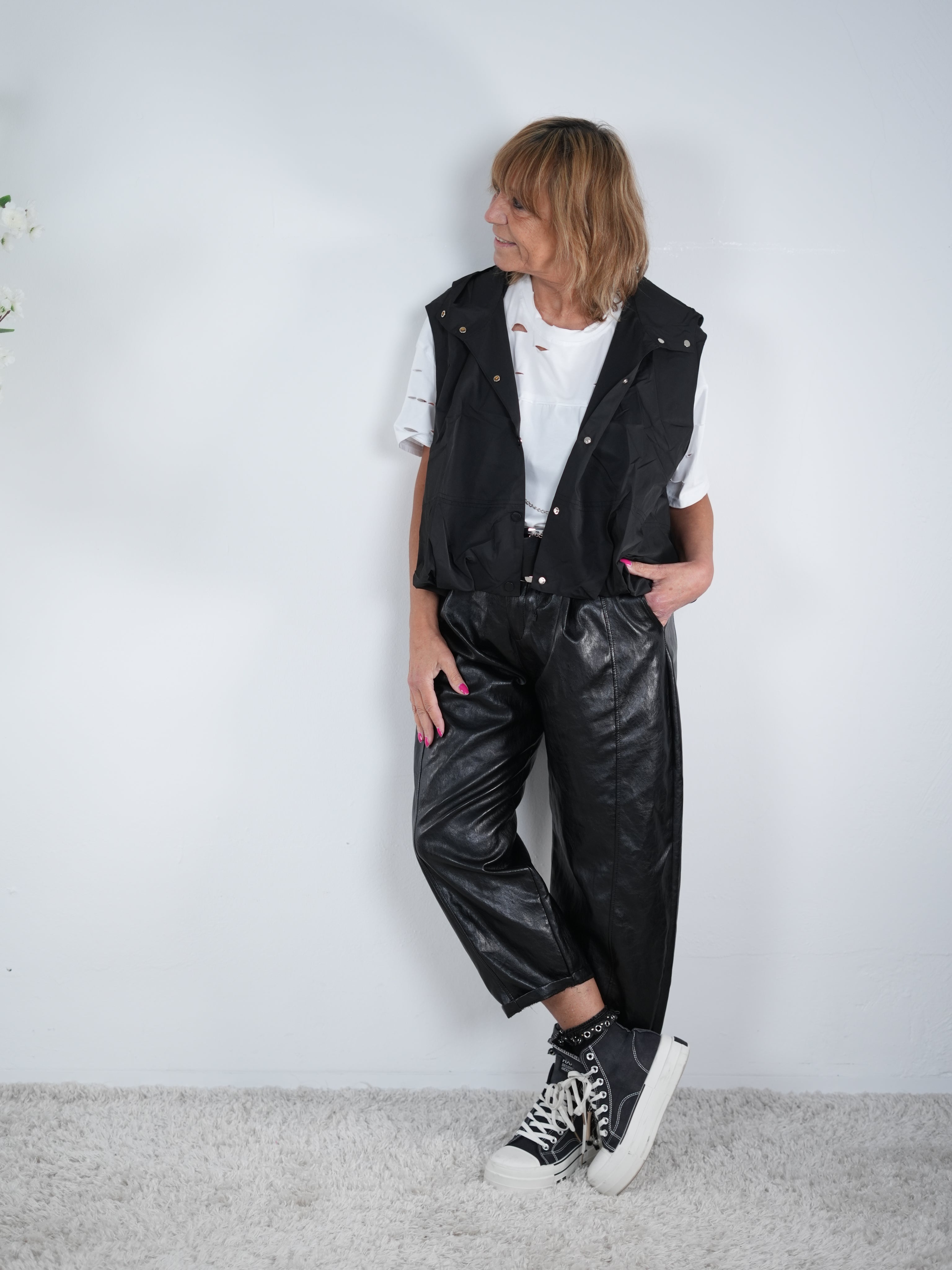 Lässige Weste mit Kapuze & Knopfleiste