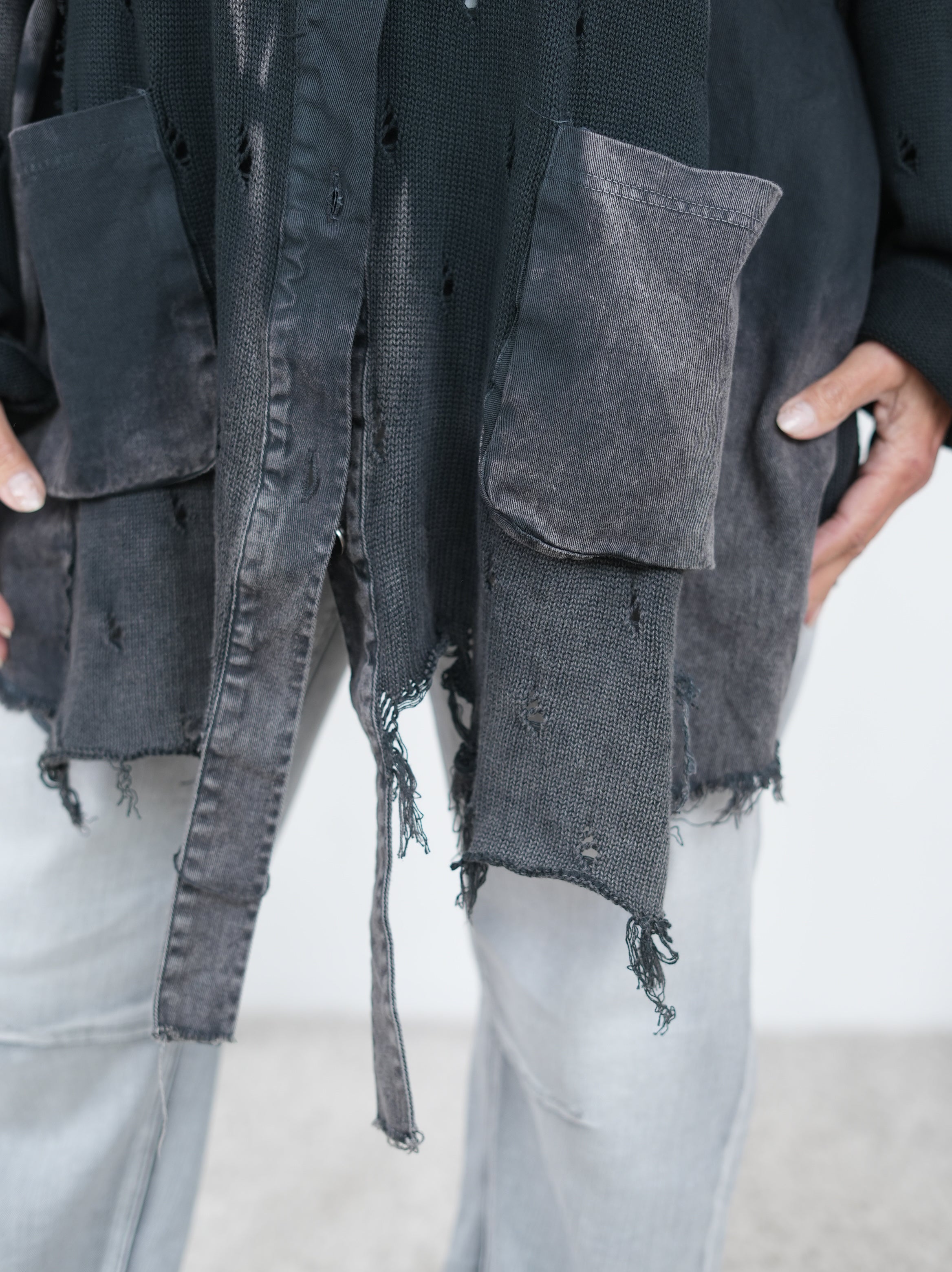 ausgefallene Jeans Jacke, ausgefranst