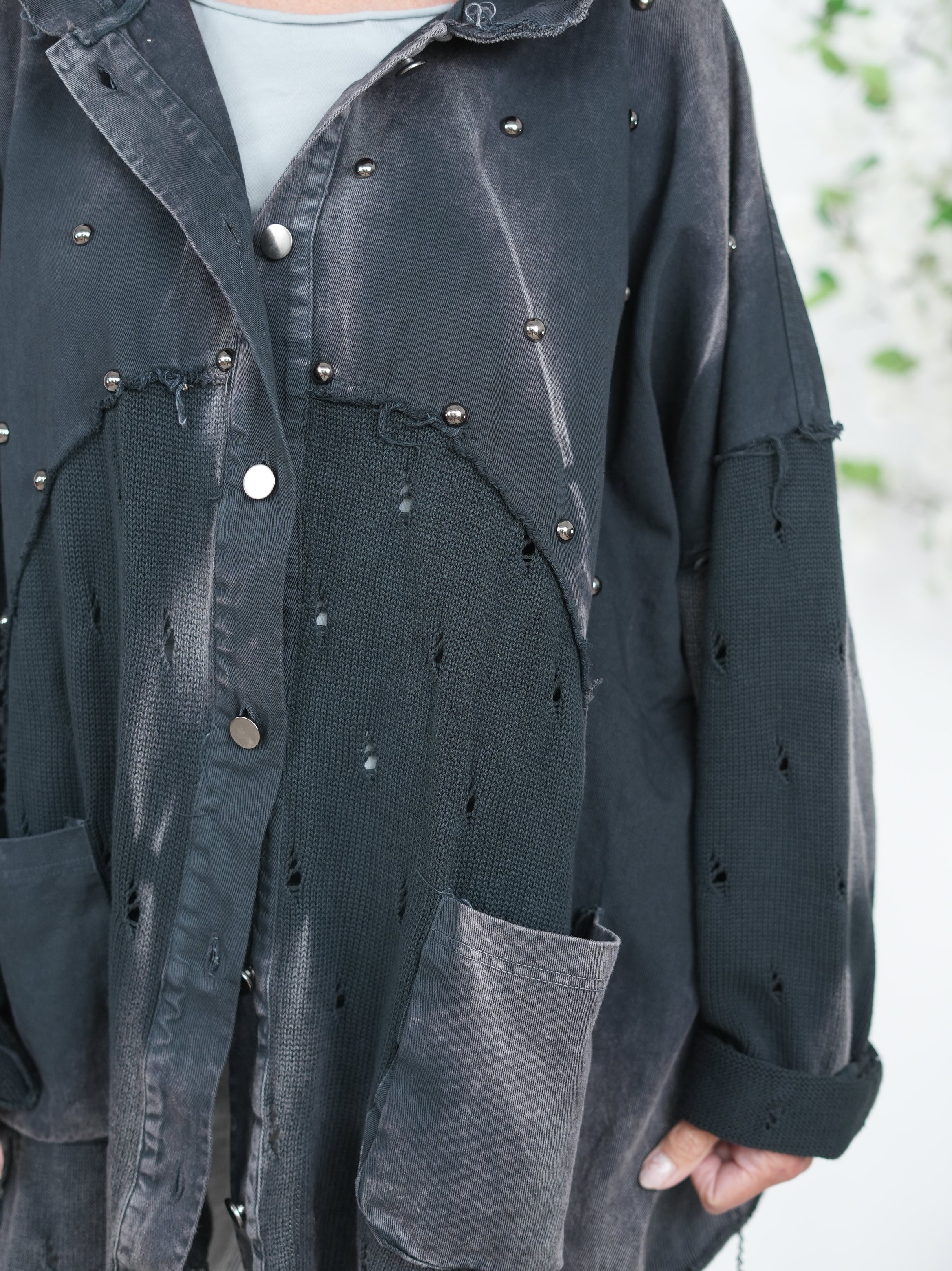 ausgefallene Jeans Jacke, ausgefranst