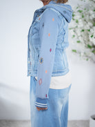 ausgefallene Jeans Jacke mit Sweaty Ärmeln
