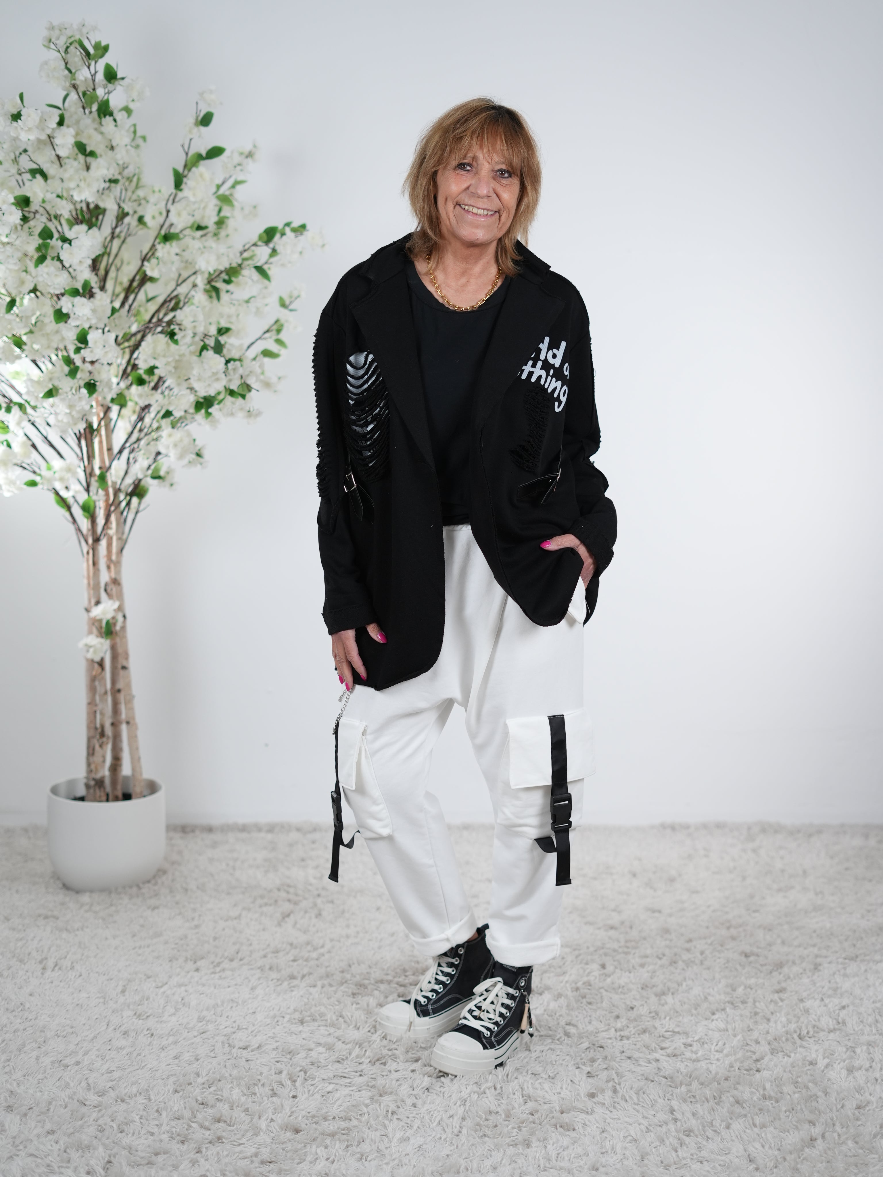 ausgefallener Sweaty Blazer mit Skull Motiv One Size (ca Größe 40-44) Schwarz