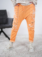 Baggy mit Zipper, Print und großen Eingriffstaschen One Size (ca Größe 38-42 44) Orange