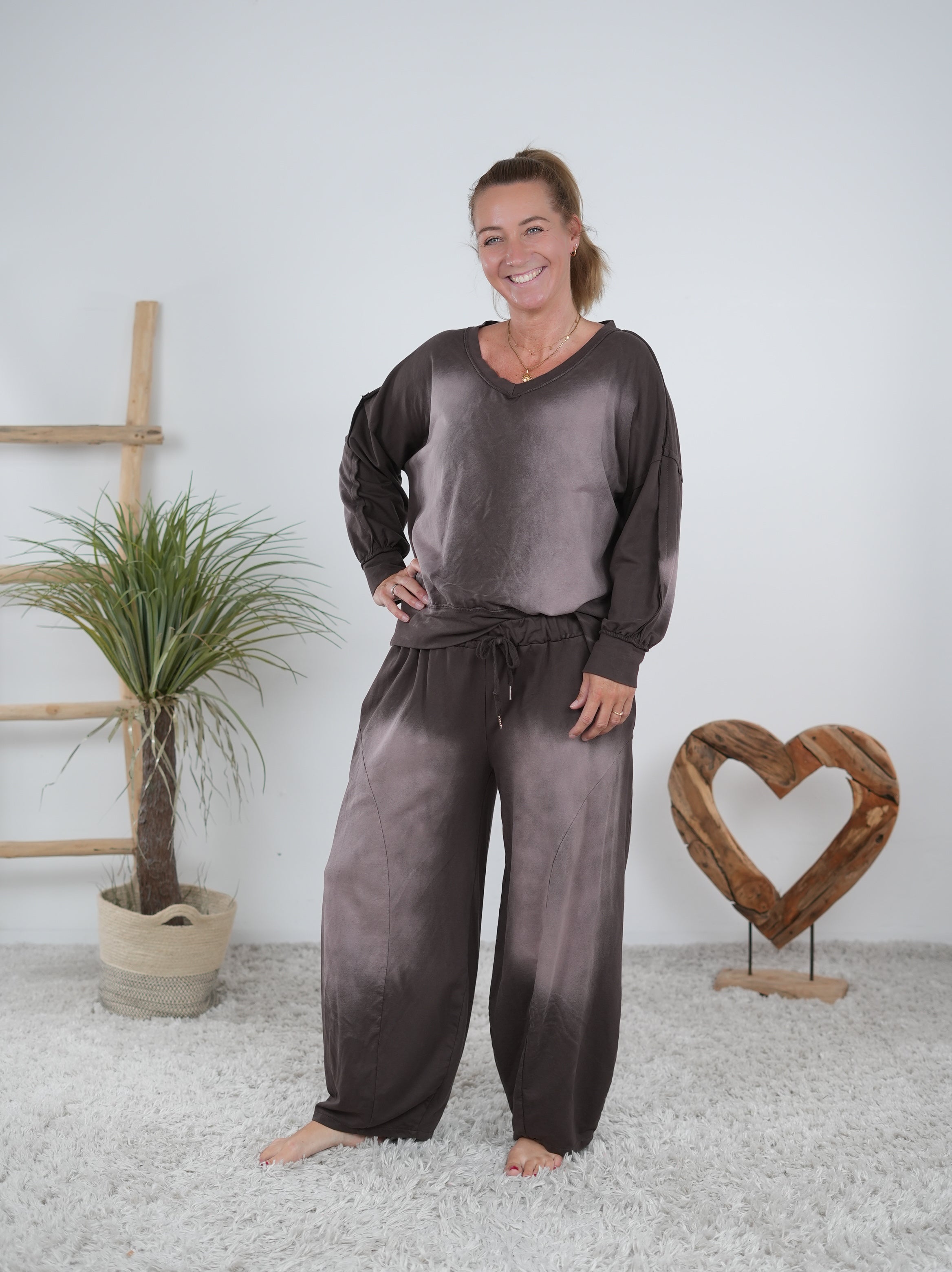 Ballonhose mit ausgefallener Waschung Schoko