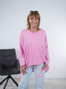 Basic langarm Shirt in verschiedenen Farben One Size (ca Gr. 40 "oversize"-46) Pink