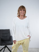 Basic langarm Shirt in verschiedenen Farben One Size (ca Gr. 40 "oversize"-46) Weiß