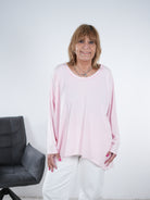 Basic langarm Shirt in verschiedenen Farben One Size (ca Gr. 40 "oversize"-46) Rosa