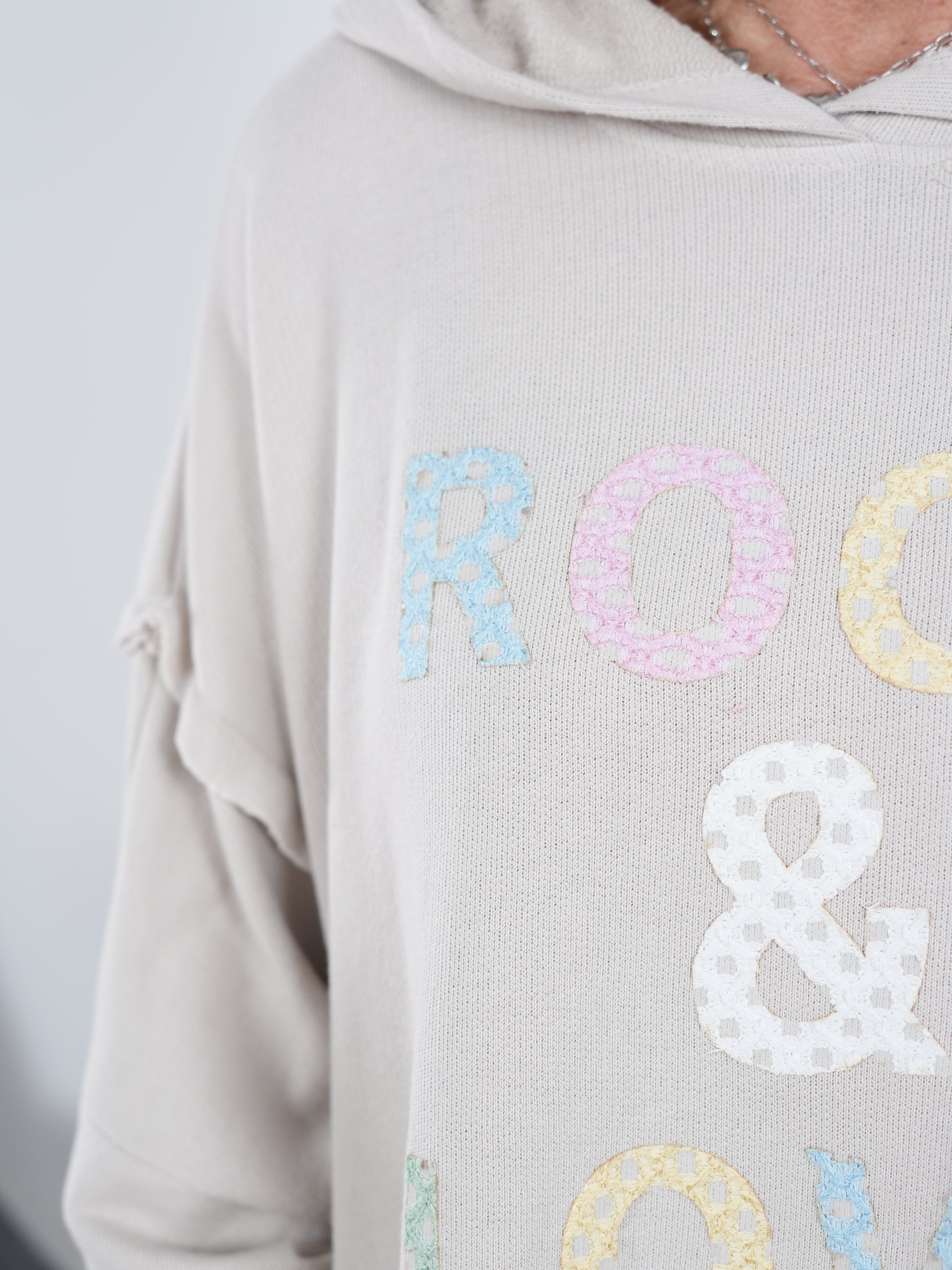 bequemer oversized Hoody mit "Rock and Love" Schriftzug