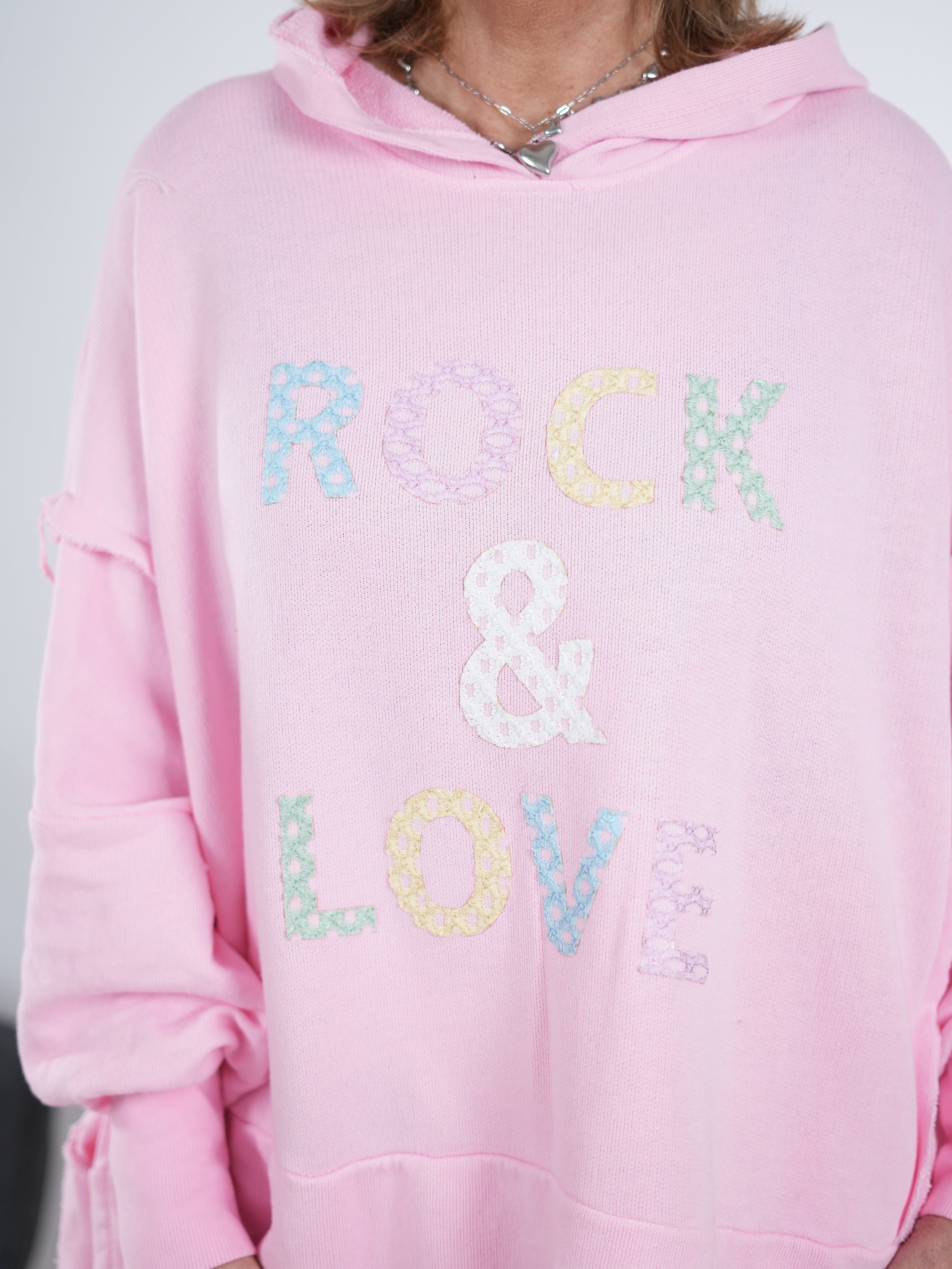 bequemer oversized Hoody mit "Rock and Love" Schriftzug