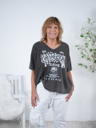 bequemes Shirt, stonewashed mit Print