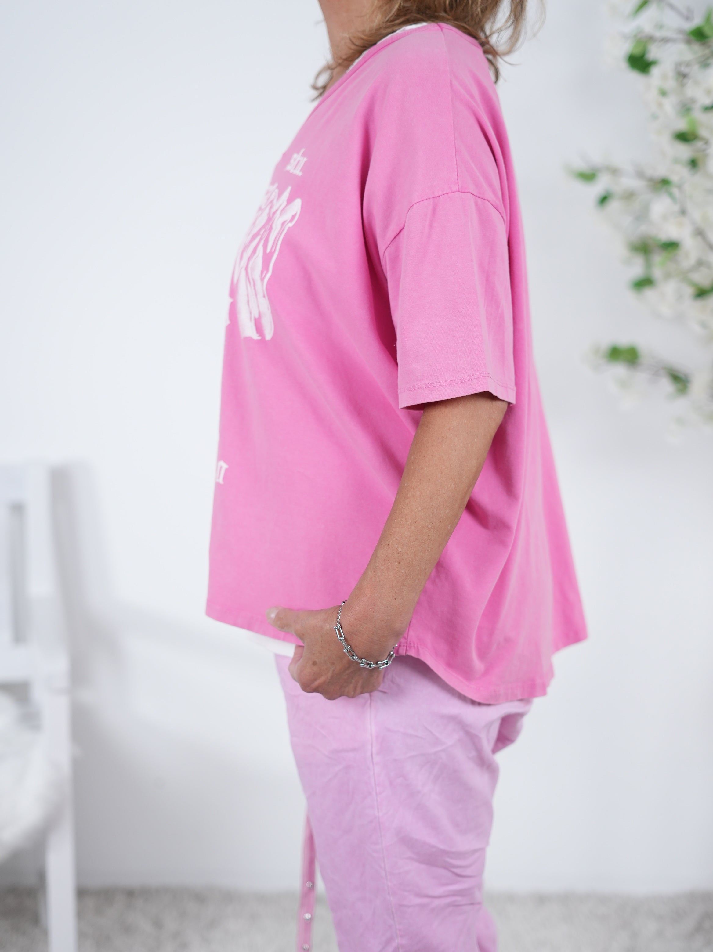 bequemes Shirt, stonewashed mit Print