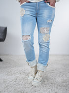 Blue Jeans mit Spitze verziert