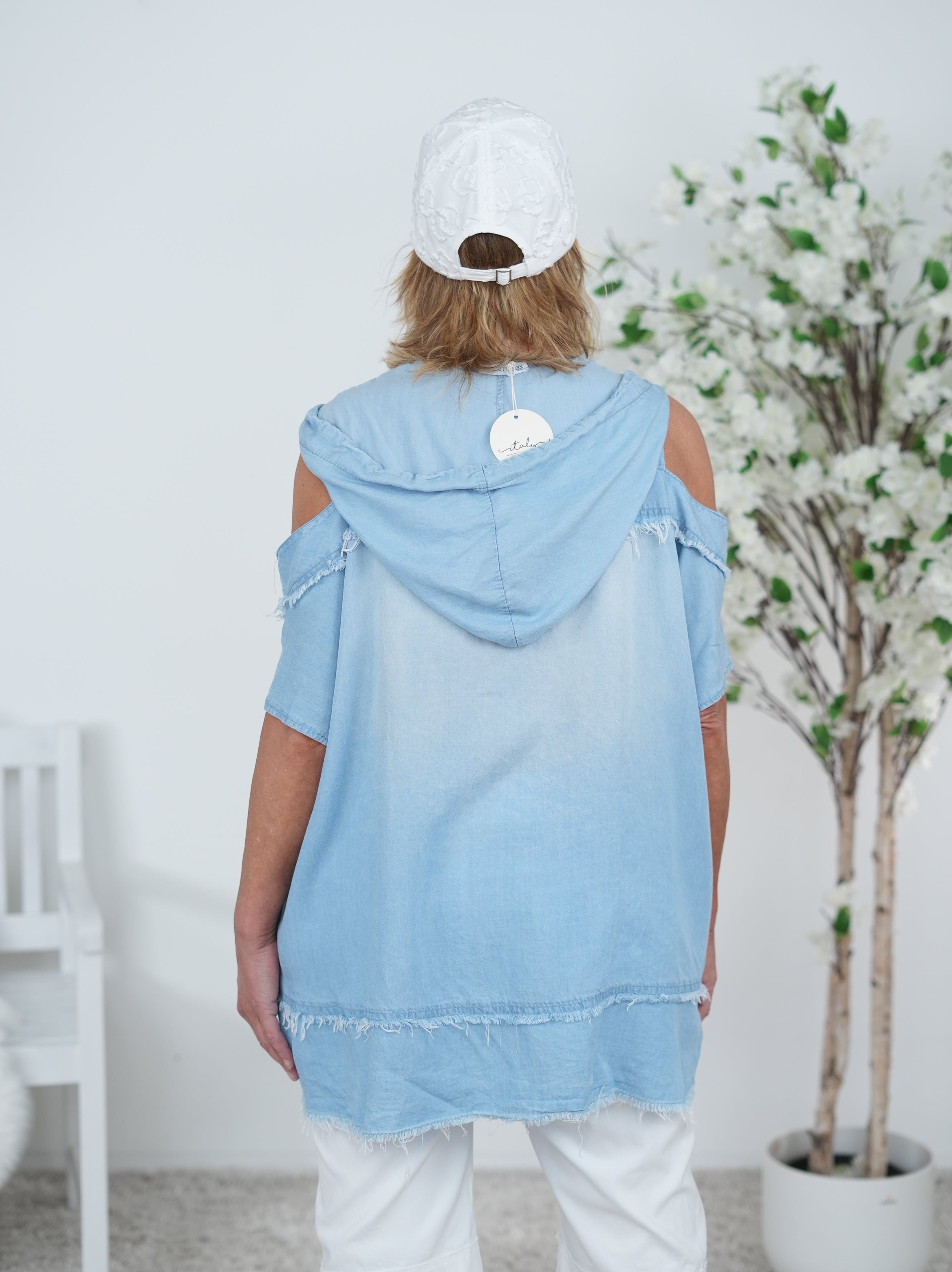 Bluse im Jeans Look mit Cut Outs
