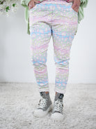 Bunte Jogpant im Leo Look One Size (ca Gr. 38-44) Pastell