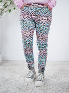 Bunte Jogpant im Leo Look One Size (ca Gr. 38-44) Pink Türkis Blau Schwarz