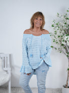 Carmen Bluse mit Trompetenärmeln