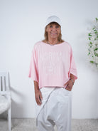 Crop Shirt mit Statement Schriftzug One Size (ca bis Gr. 46) Rose