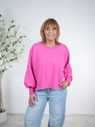 Crop Sweaty mit bunten Außennähten One Size (ca Größe 38-44) Pink