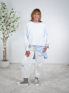 Crop Sweaty mit bunten Außennähten One Size (ca Größe 38-44) Weiß