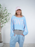 Crop Sweaty "to be continued" One Size (ca. bis Gr. 46) Blau