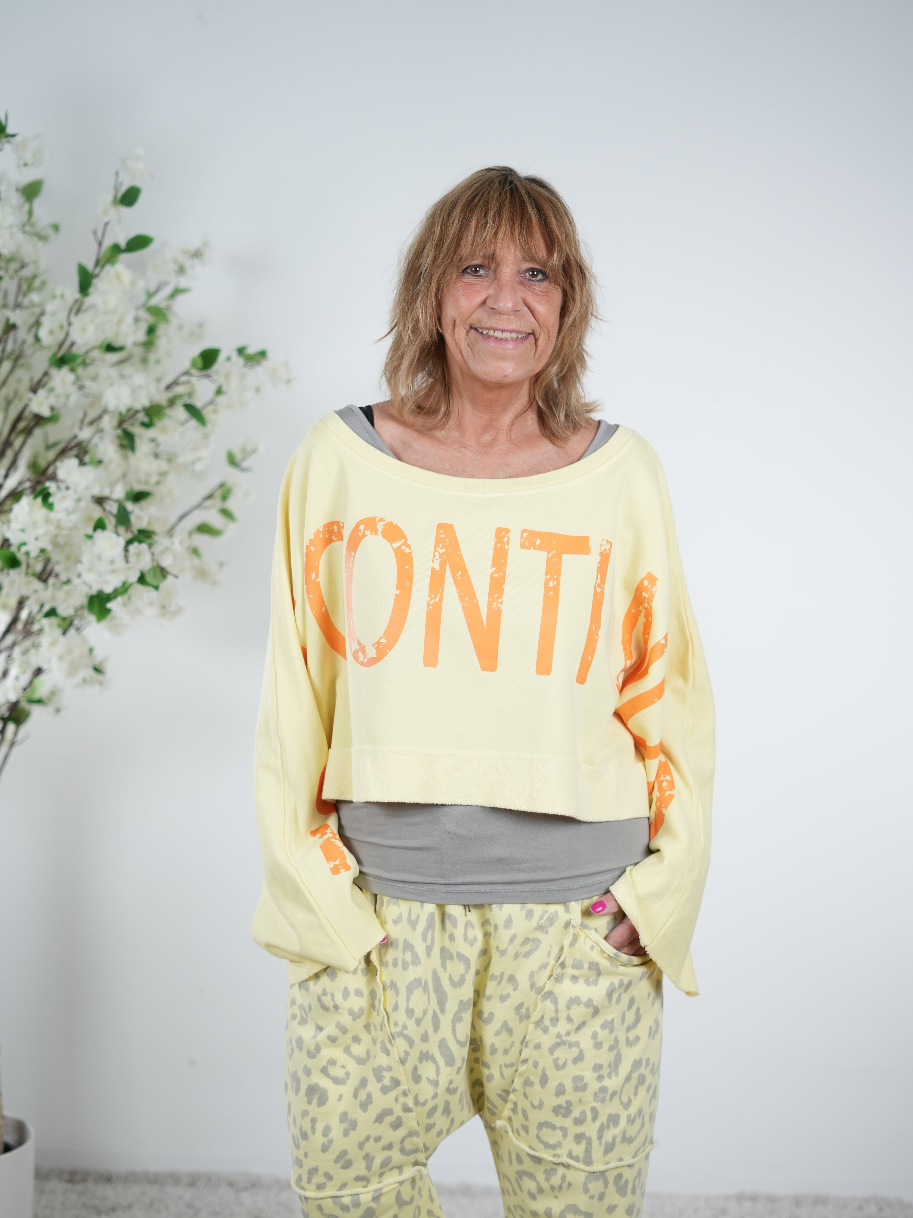 Crop Sweaty "to be continued" One Size (ca. bis Gr. 46) Gelb