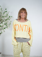 Crop Sweaty "to be continued" One Size (ca. bis Gr. 46) Gelb