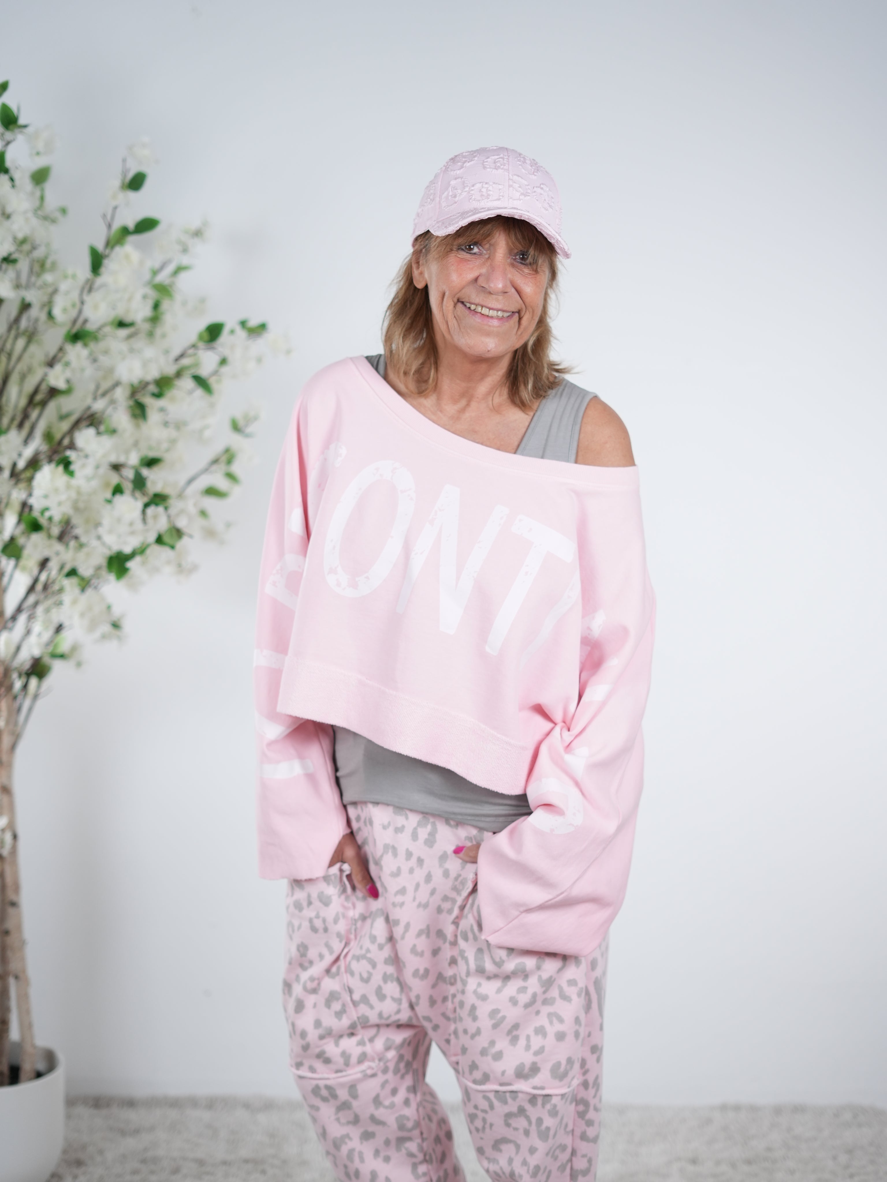 Crop Sweaty "to be continued" One Size (ca. bis Gr. 46) Rosa