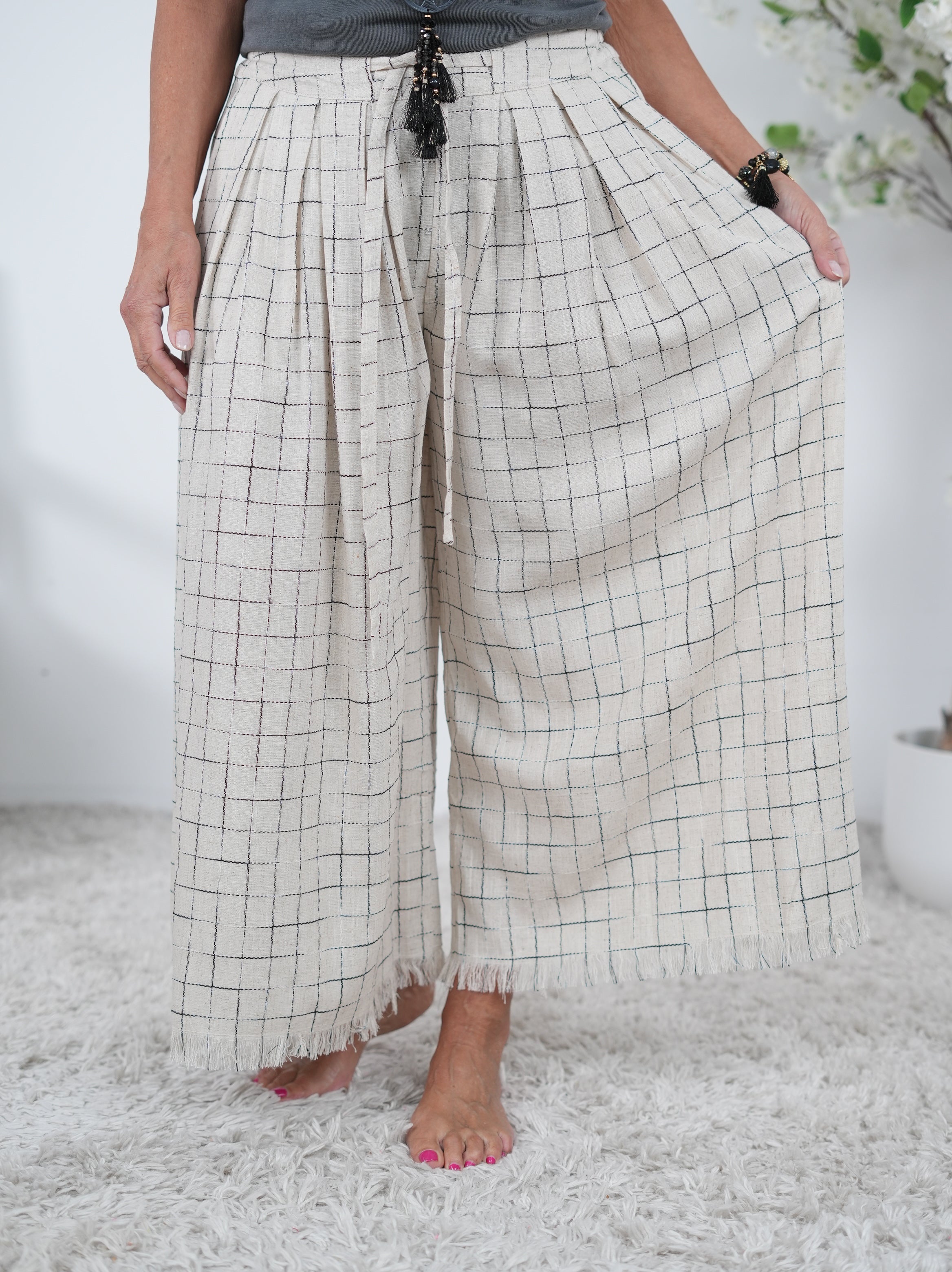 Culotte Hose mit breitem Bündchen Einheitsgröße (ca Gr. 40-44) Beige