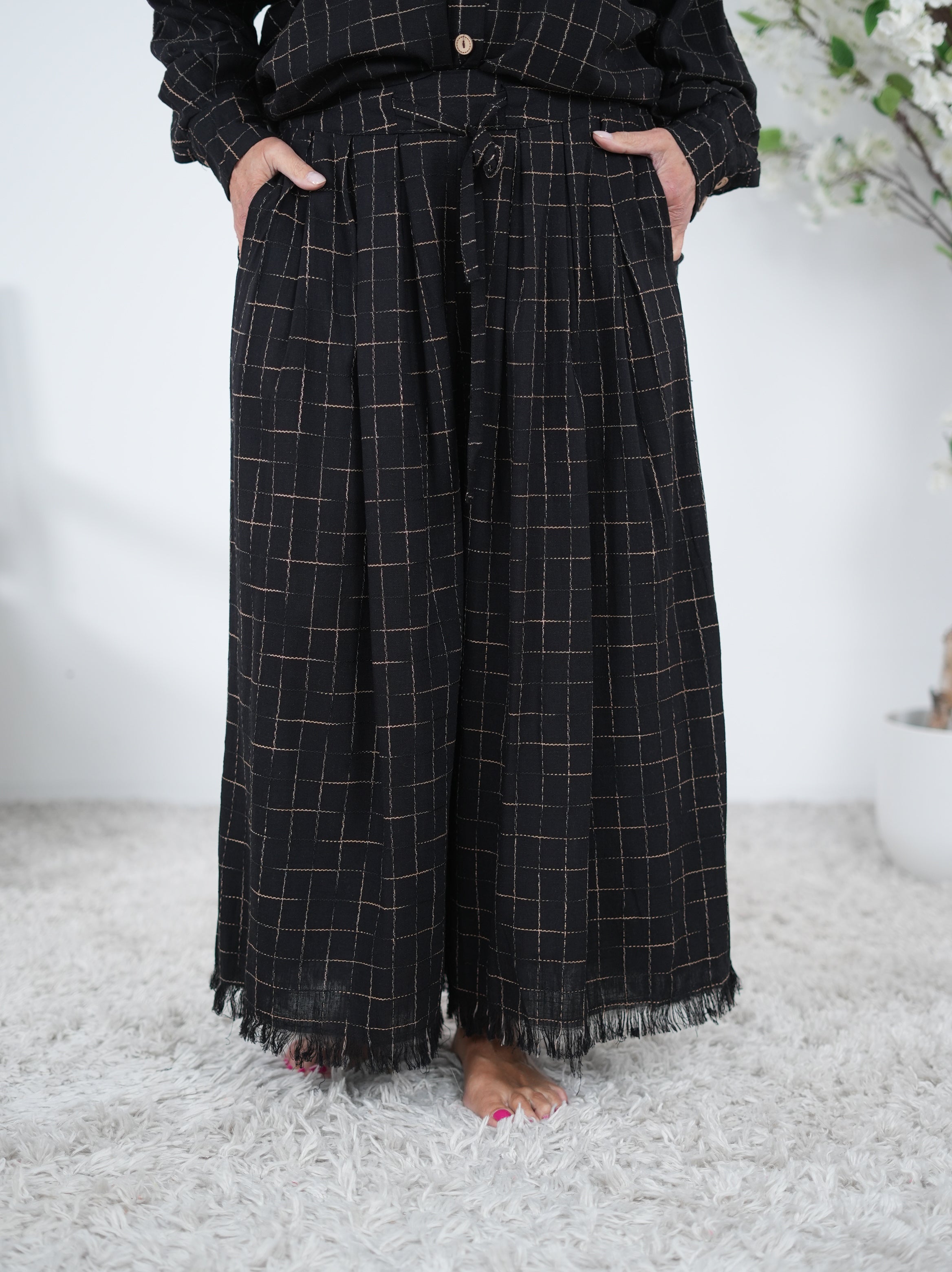 Culotte Hose mit breitem Bündchen Einheitsgröße (ca Gr. 40-44) Schwarz
