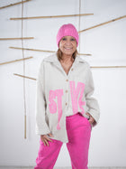 Fleece Hemd mit buntem Schriftzug