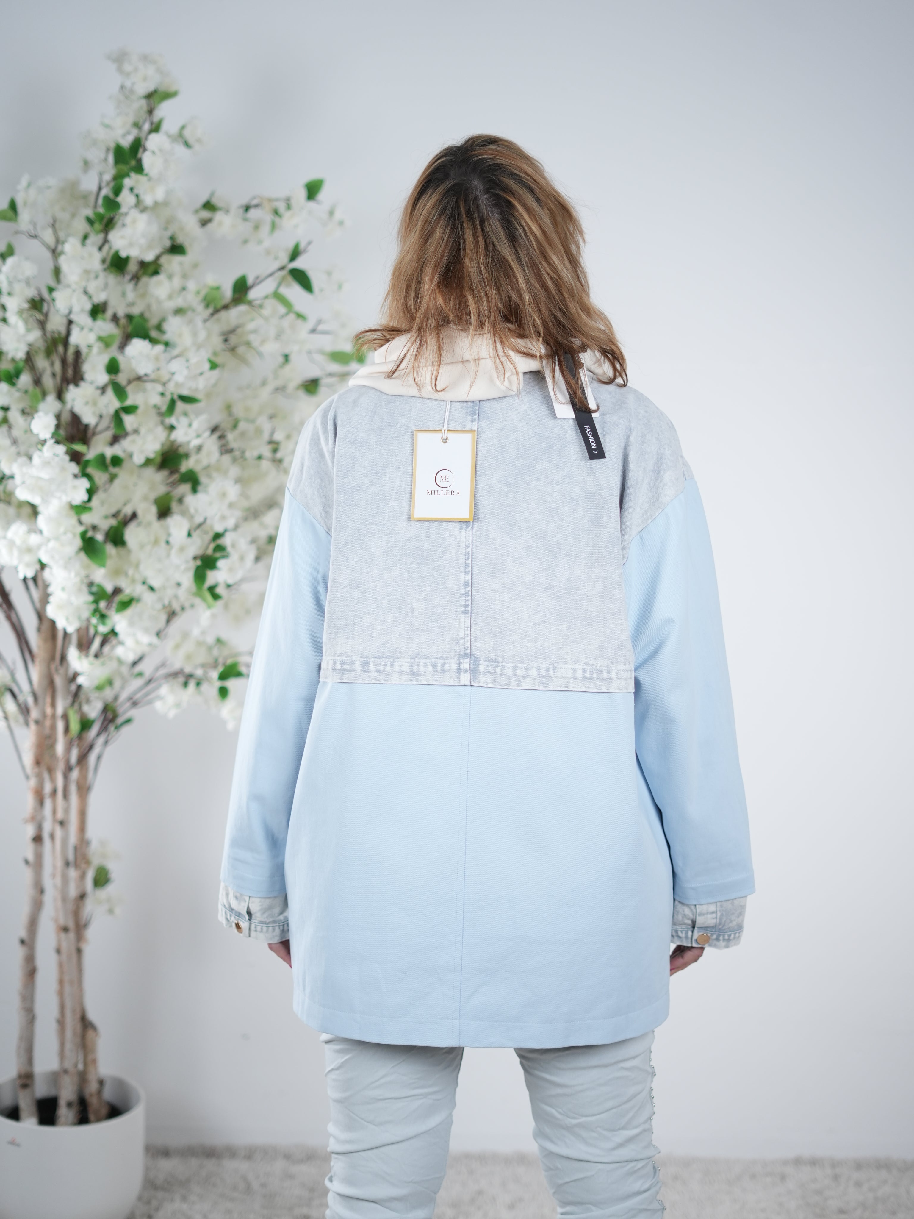 gerade geschnittene Jacke im Hemd Look