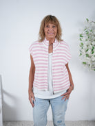 Gestreifte Strick-Weste mit Reißverschluss