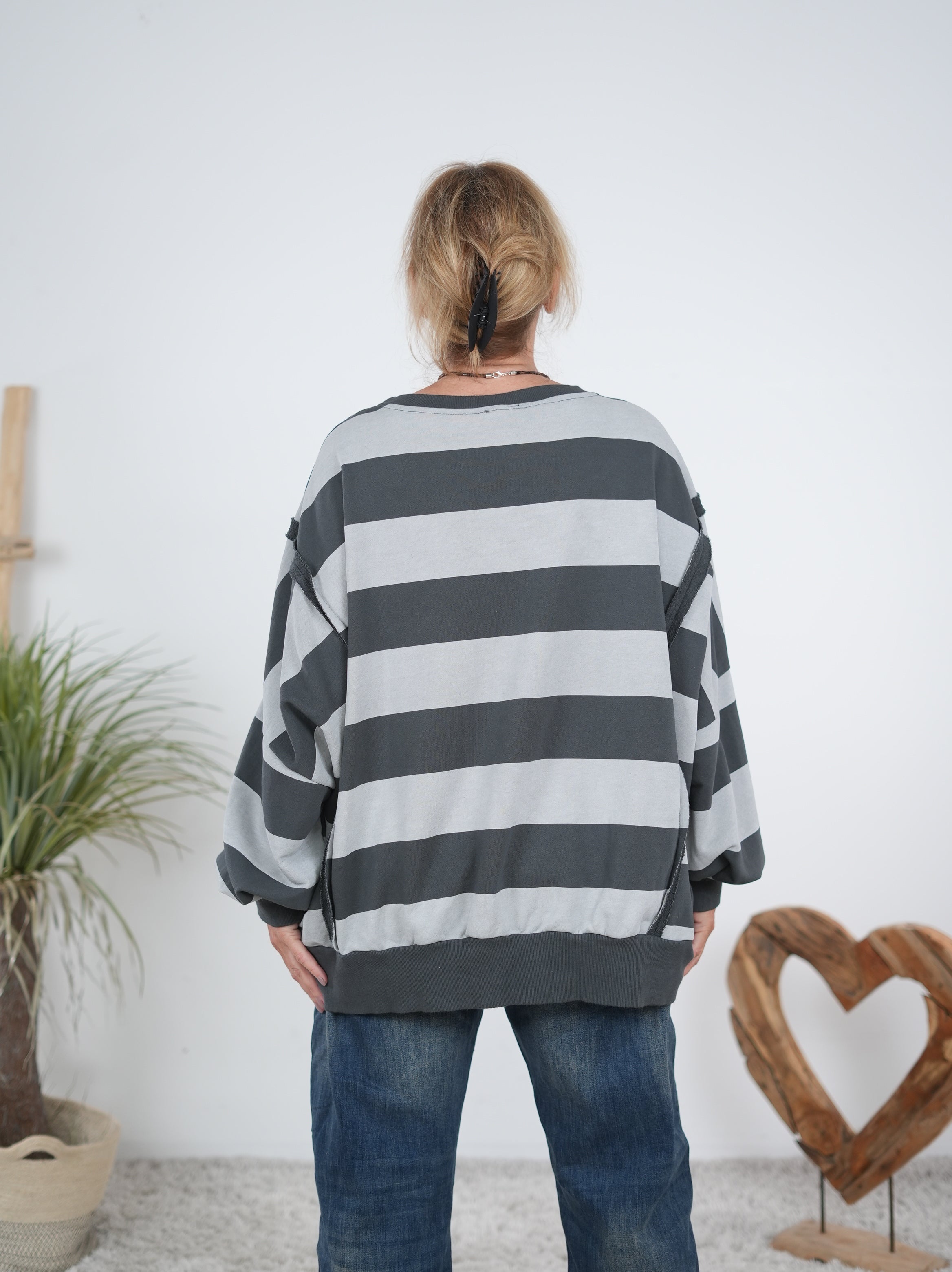 gestreiftes oversize Sweaty mit Außennähten