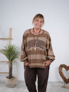 gestreiftes oversize Sweaty mit Außennähten Camel