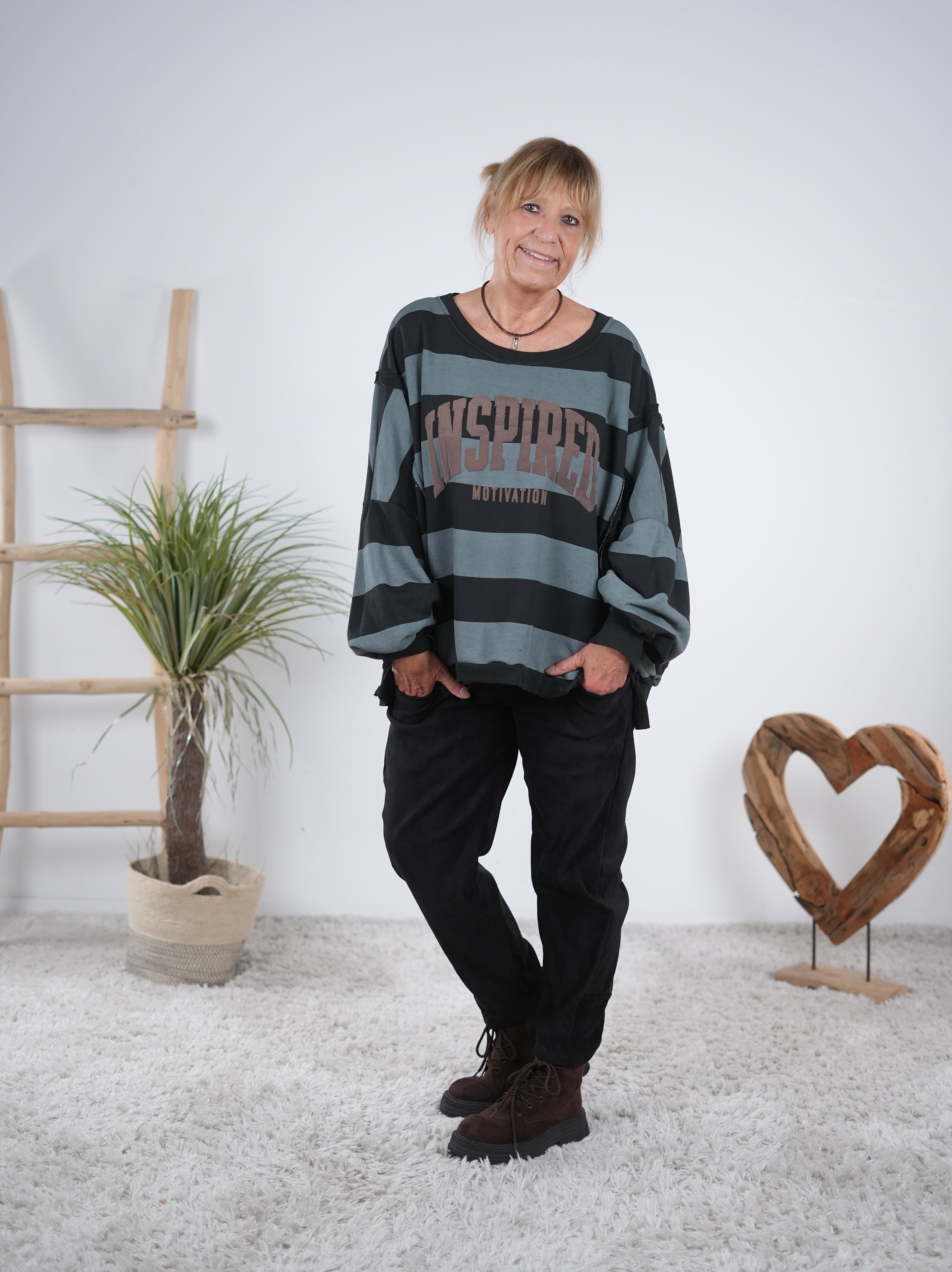 gestreiftes oversize Sweaty mit Außennähten