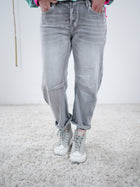 Weite Bottle-Jeans, grau