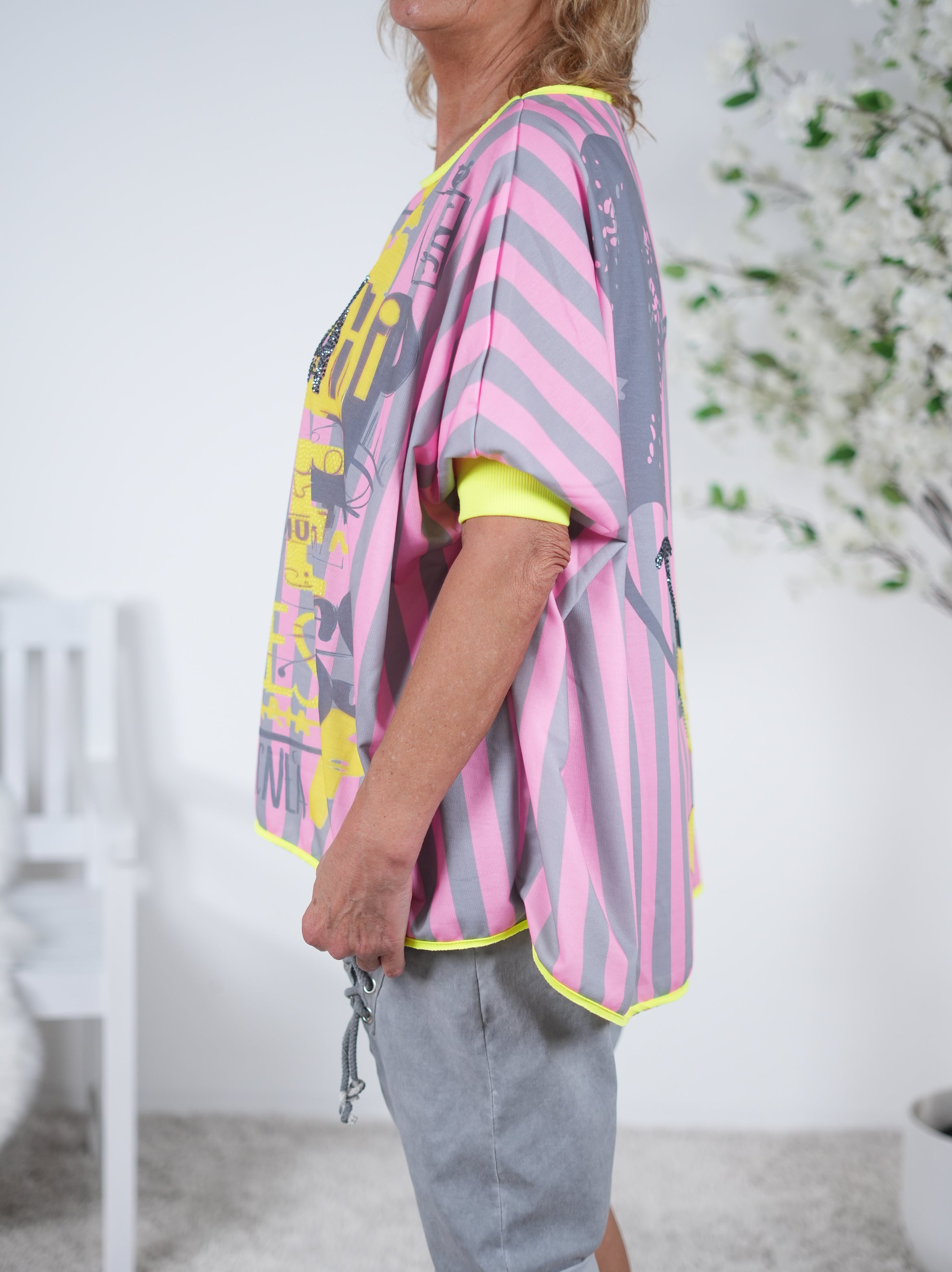 Hingucker oversize Shirt mit Gummibund am Arm