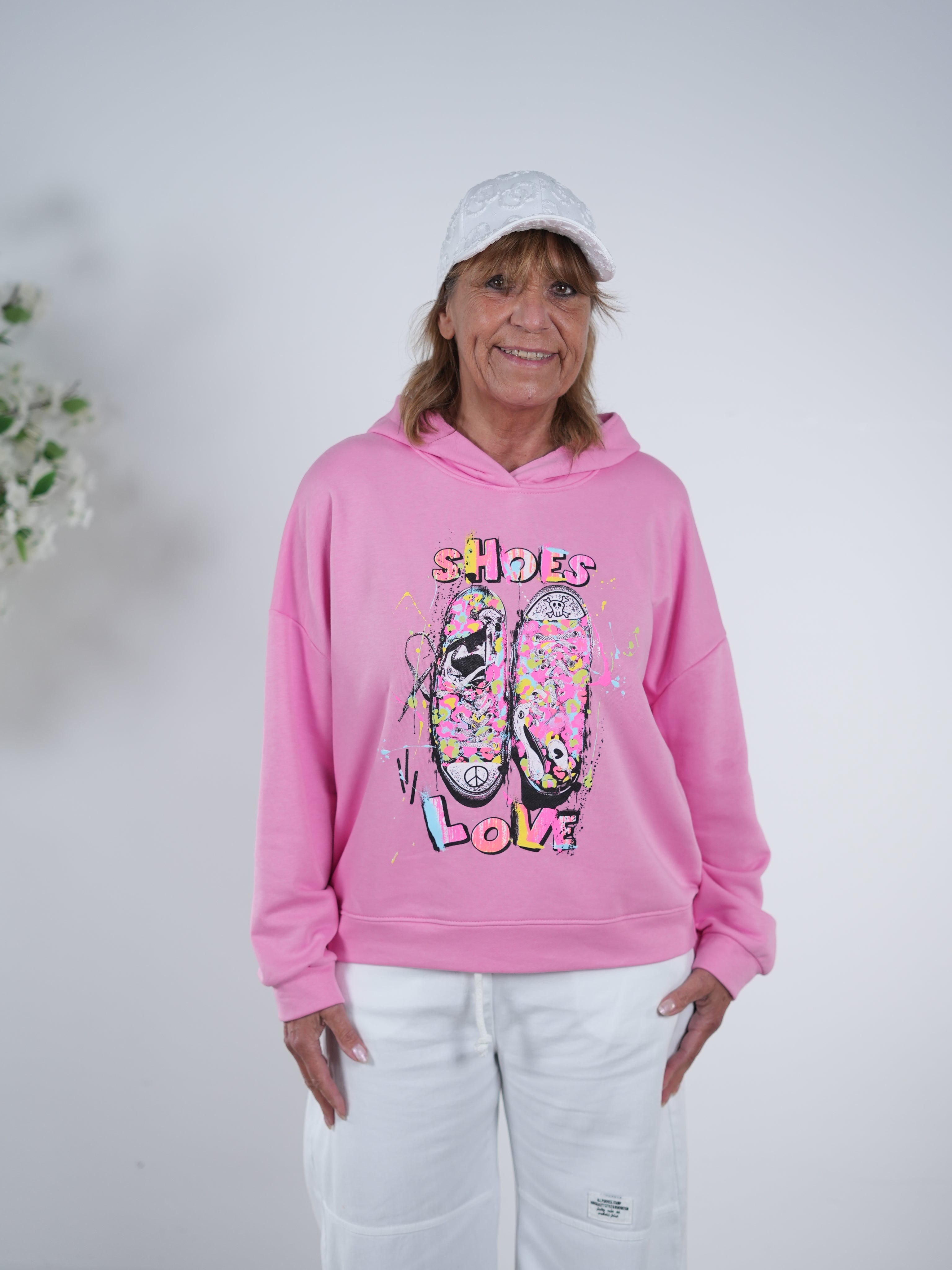 Hoody mit buntem "Schuh" Motiv One Size (ca Größe 38-42) Pink