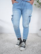 Jogpant im Jeans Look mit Cargo Taschen