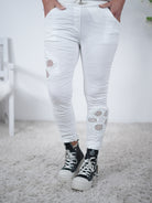 Jogpant mit Häkeleinsatz Einheitsgröße (ca Gr. 38-42) Weiß