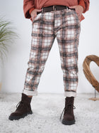 karierte Pants mit Gürtel