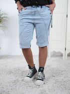 Kurze Joggy mit heller Waschung im Jeans Look